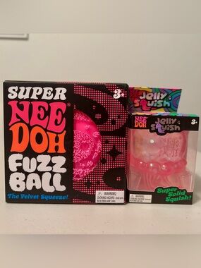 Needoh Super Fuzz Ball & Jelly Squish Pink Stress Toys